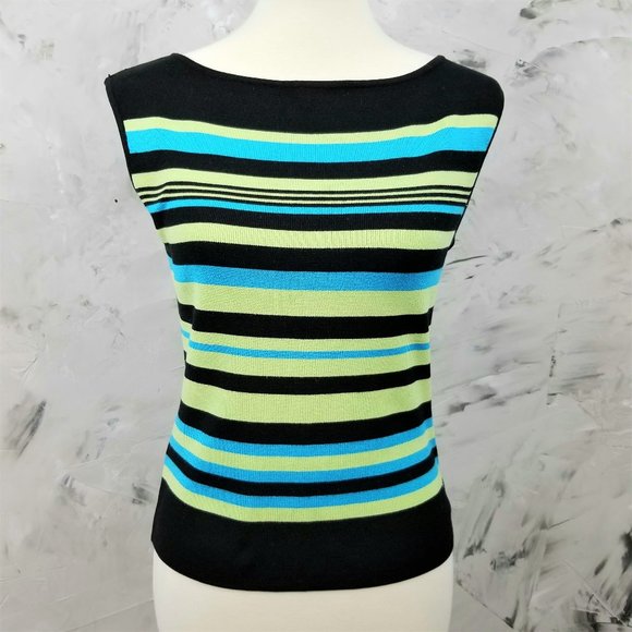 GEOGIOU STUDIO Blue, Green, Black Knit Cami Top - Picture 2 of 7